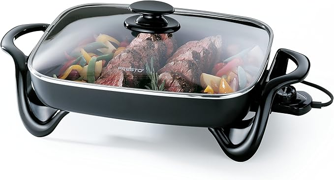 Presto 07073 Electric Tilt-N-fold Griddle, 19", Black & 06852 16-Inch Electric Skillet with Glass Cover