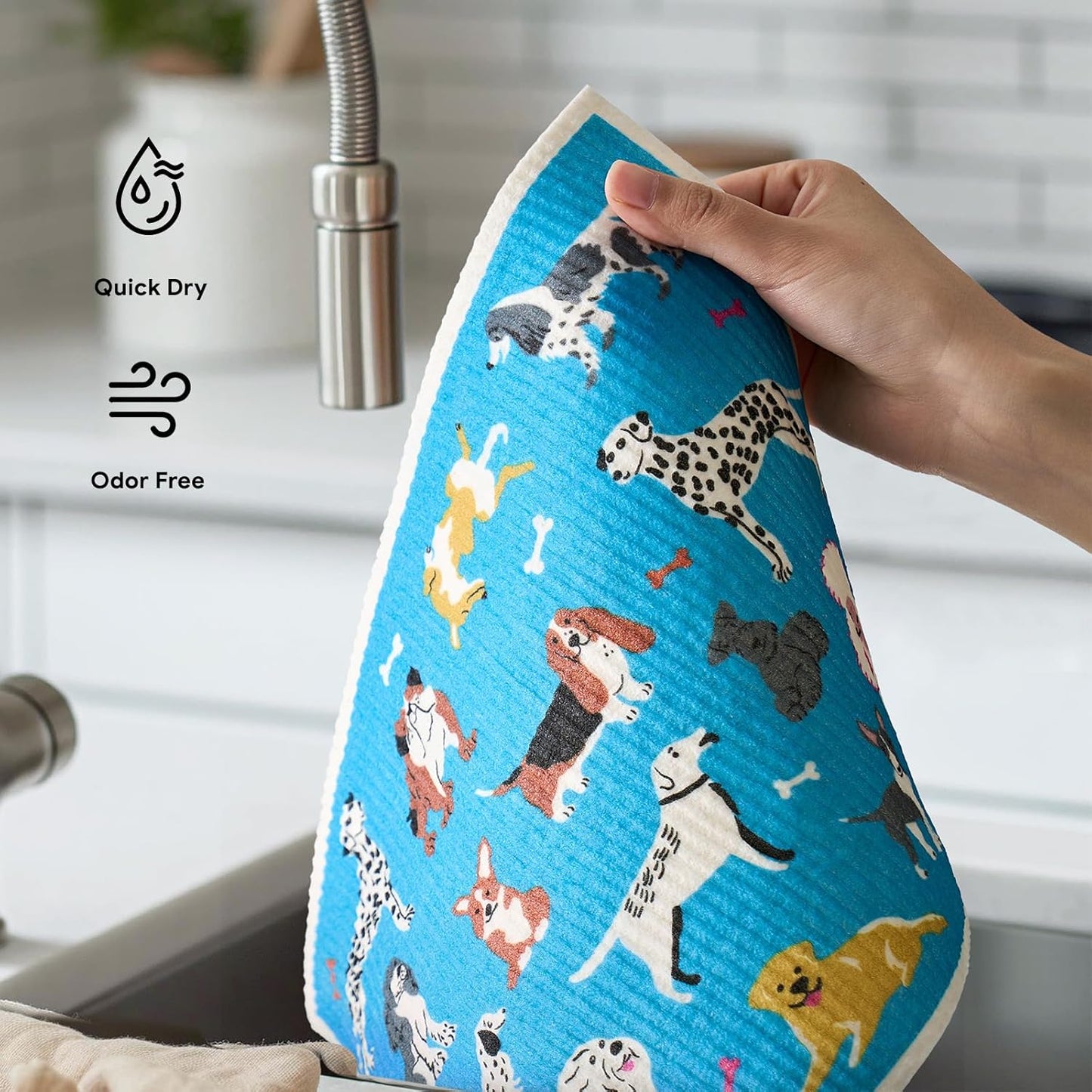 RECYCO Swedish Dishcloths for Kitchen | 4 Pack Oversized Washable Dish Rags | Large Cellulose Reusable Cleaning Paper Towels | Absorbent Counter Dish Cloth Sponge XL Kitchen Wipes, 12" L x 10" W