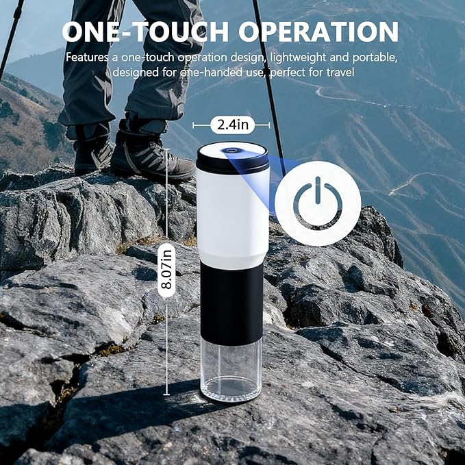 Compact Portable Electric Coffee Grinder,Features a Built-in 1300mAh Rechargeable Battery, Adjustable Grind Settings for Coffee Beans/Grains,Portable Coffee Grinder for Home,Camping and Travel Use
