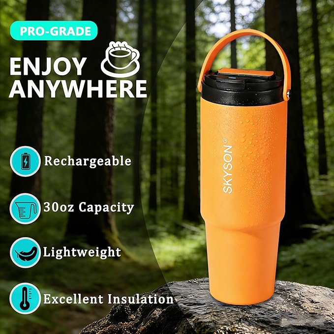 minkah Fast Extraction Mini Electric Coffee Maker - Portable Filter Coffee Brewer for Travel,Insulated Stainless Steel Tumbler,30 oz Reusable Iced Coffee Cup Machine,Hot Coffee Mug with Lid(Green)