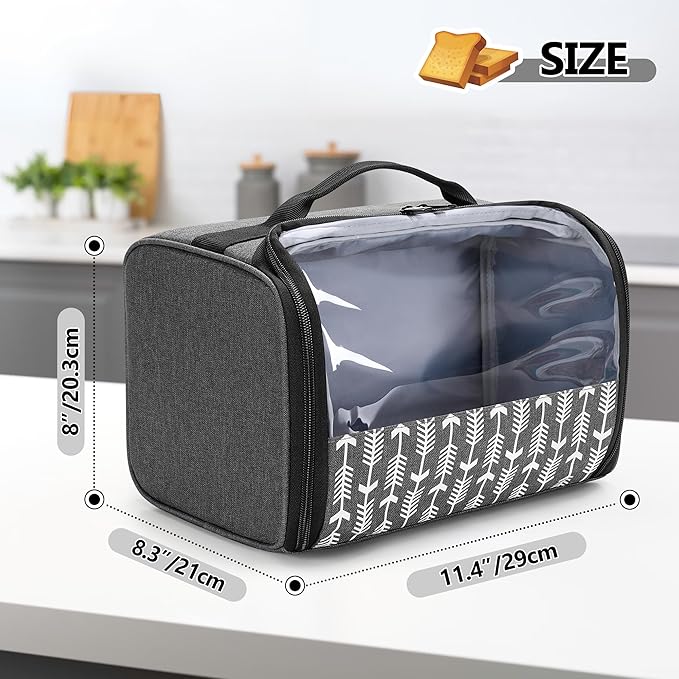 YARWO 2 Slice Toaster Cover with Bottom and Solid Structure, Dust Cover Compatible with Amazon Basics 2 slice, Elite Gourmet Toaster, Small Bread Machine Bag with Visible Window, 11.4 x 8.3 x 8 in