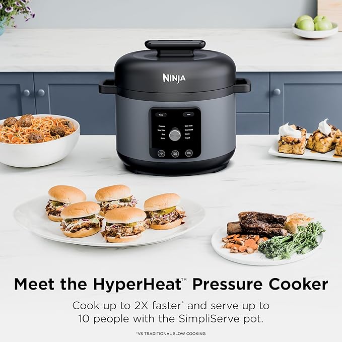 Ninja HyperHeat 9-in-1 6.5-qt Pressure Cooker | Steams, Slow Cooks, Sears, Sautés, Sous Vide, Yogurt & More | With SimpliServe Pot | Powerful 1200-Watt | Stone Purple | PC201SP