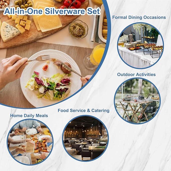 BEWOS Silverware Set for 4-20 Piece Stainless Steel Flatware Set with Spoons, Forks, Knives, Heavy Duty Mirror Polished Flatware for Home, Kitchen, Restaurant, Dishwasher Safe