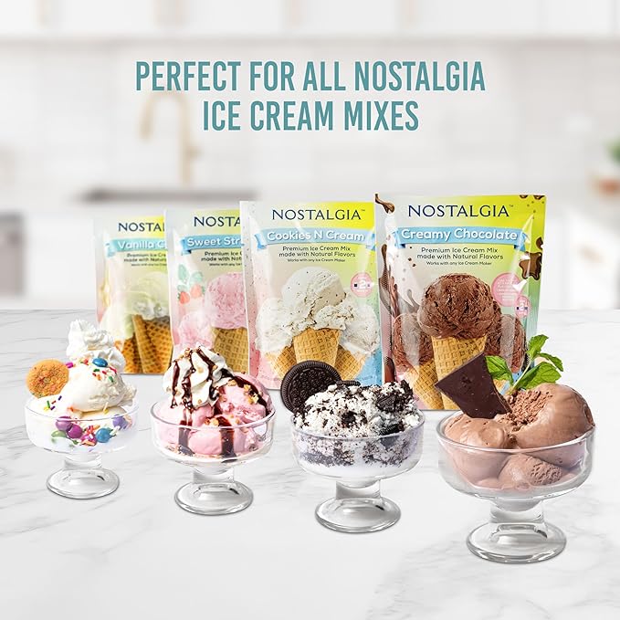 Nostalgia 2-Quart Electric Ice Cream Maker – Make Homemade Ice Cream, Gelato, Sorbet & Frozen Yogurt – No Salt/Ice Needed, Digital Controls, Mix-In Chute & Freezing Gel Canister – Stainless & White