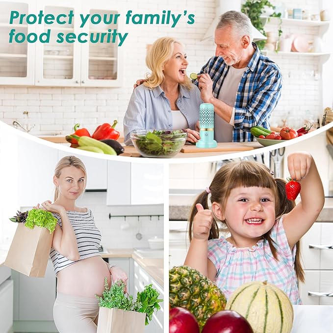 Cudinham Fruit and Vegetable Purifier Cleaner Washing Machine Upgraded Capsule Shape Disinfection OH-ion Purification Technology for Cleaning Veggie Grains Rice Meat Seafood, Blue Turquoise