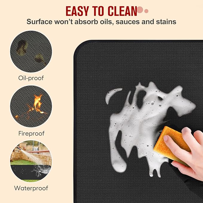 48×30 Inch Hearth Rug Fireproof, Under Grill Mats for Outdoor Grill, Fireproof Rugs for Fireplaces, Grill Mat Oil-Proof Water-Proof Protector for Decks, Patios and Indoor Grill