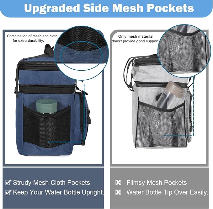 GLENKEY Tactical Lunch Box Cooler Bag - Expandable Insulated Lunch Bag for Men Women - XLarge Lunchbox for Adults Work Shifts Outdoor Trips Blue 22L
