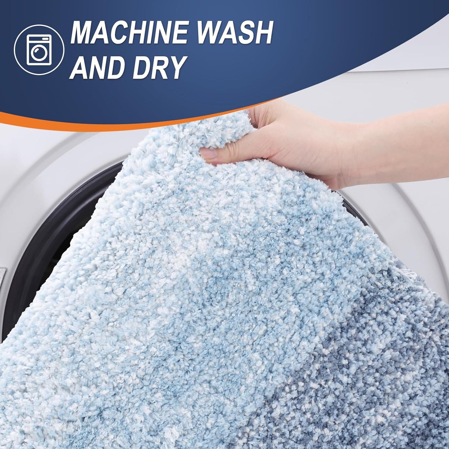 OLANLY Bathroom Rugs Mat 44x32, Extra Soft Absorbent Microfiber Bath Rugs, Rubber Backing, Quick Dry, Machine Washable Bath Mats for Bathroom Floor, Tub and Shower, Home Decor Accessories, Blue