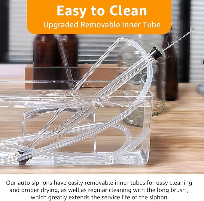 3/8" Auto Siphon Beer Bottle Siphon Pump Wine Siphon Regular Siphoning Kit Transfer Pump for Gallon Jugs, Wine, Beer, Mead, or Kombucha with 5Ft Clear Silicone Hose (2 Pcs)