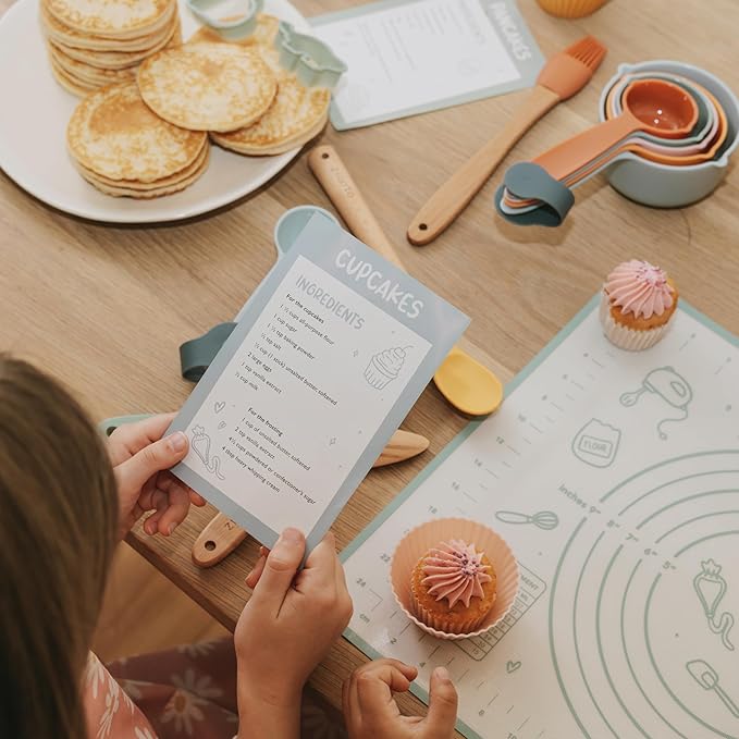 Wooden Baking Set for Kids - A Complete Set of Real Kitchen Utensils Gives Toddlers a Fun Cooking Experience - Durable Safe to Use Tools are Perfect for Gifting to Create Lasting Family Memories