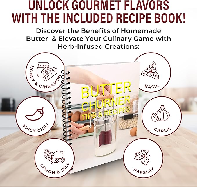 Dazey Butter Churner - Butter Crock, Cheese Cloth, Paddles, Recipe Book INCLUDED- Hand Crank Churn Manual Butter Maker- Create Delicious Homemade Butter With Your Own Dazey Churner
