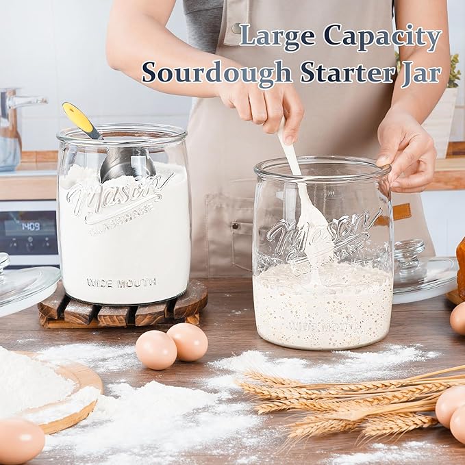 Folinstall 2 Pack 1 Gallon Glass Cookie Jar, Large Glass Jar with Airtight lid, Glass Food Storage Container for Cookies, Candy, Flour, Dog Treats, Coffee, Apothecary Jars