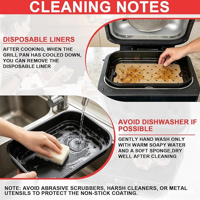 Foodi Smart Grill Pans & Air Fryer Liners for Ninja FG551 Foodi XL 6-in-1 Indoor Grill, Non-Stick Air Frying Griddle Plate with Disposable Perforated Paper for Ninja Air Fryer Accessories