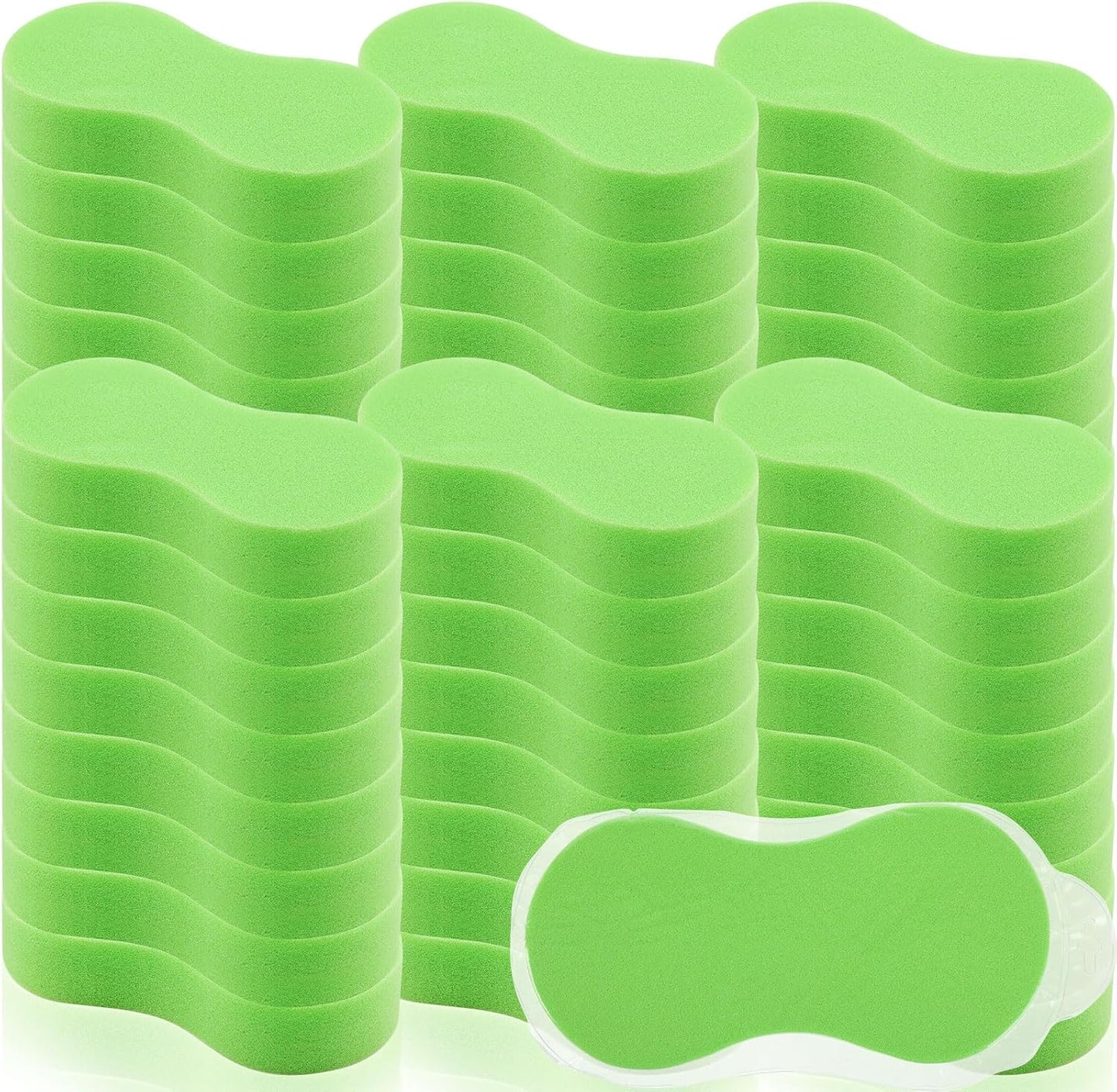 Vesici 48 Pack Large Sponges Bulk Multi-Purpose Extra Large Sponge for Washing Cars Field Day Water Games Household Cleaning Car Boat Bike Kitchen Bathroom Vacuum Compressed Packing (Bright Green)