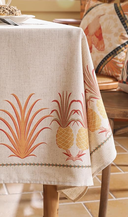 patdrea Designer Linen Small Tablecloth for Rectangle Table,Pineapple Pattern Tablecloths,Table Cover Cloth Colorful Decor for Kitchen Dining Christmas,Thanksgiving,55"x79"-Pineapple B