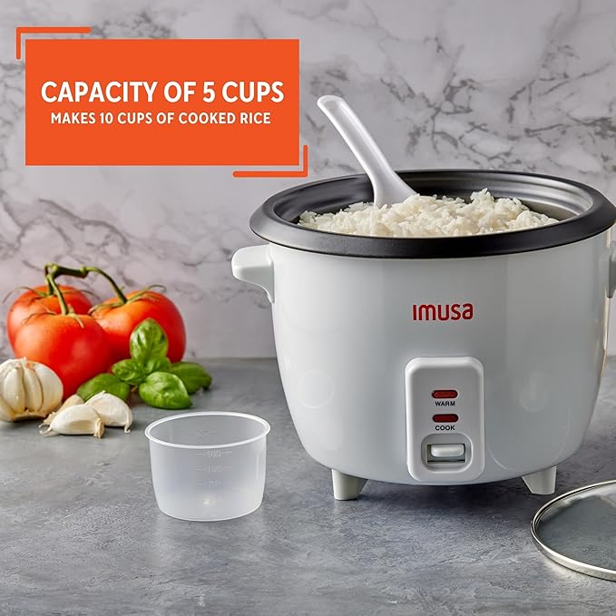 IMUSA Electric Rice Cooker 10 Cup Cooked 5 Cup Uncooked – Ceramic Nonstick Pot, Multi Cooker for Rice, Quinoa, Oatmeal, Stew – Keep Warm – Compact for Kitchen Dorm RV