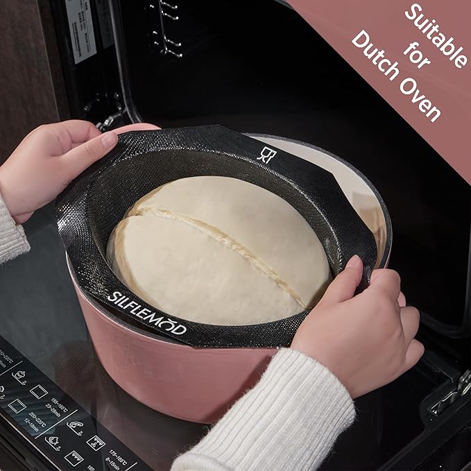 Silicone Peforated Sourdough Bread Bakling Mold - Perfect Oval Silicone Bread Sling for Dutch Oven - Cast Iron Pot Liner for Bread Baking