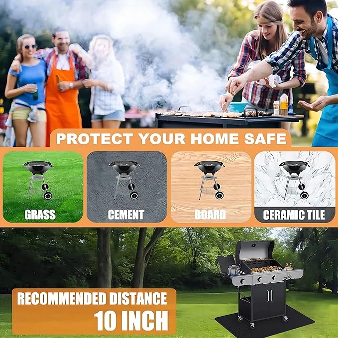 UBeesize Thickened 48x36 inches Under Grill Mat for Outdoor Grill,Double-Sided Fireproof Grill Pad for Fire Pit,Indoor Fireplace Mat Fire Pit Mat,Oil-Proof Waterproof BBQ Protector for Deck and Patio