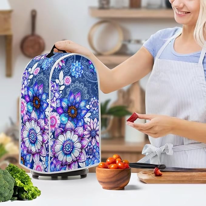 Bright Blossoms Toaster and Blender Cover Set Boho Mandala Floral Small Appliance Cover Kitchen Accessories Size M