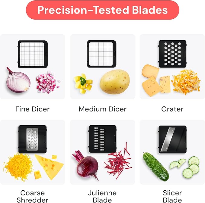 Fullstar Mandoline Slicer for Kitchen - Vegetable Chopper, Onion Potato Food Veggie Fruit Slicer and Cutter with Container, Kitchen Gadgets & Accessories, Home Essentials (6-in-1, Full White)