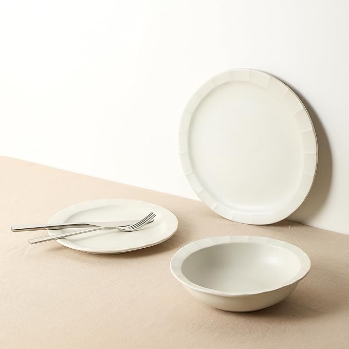 Stone Lain Oasis 4-Piece Dinner Plate Set Stoneware, White