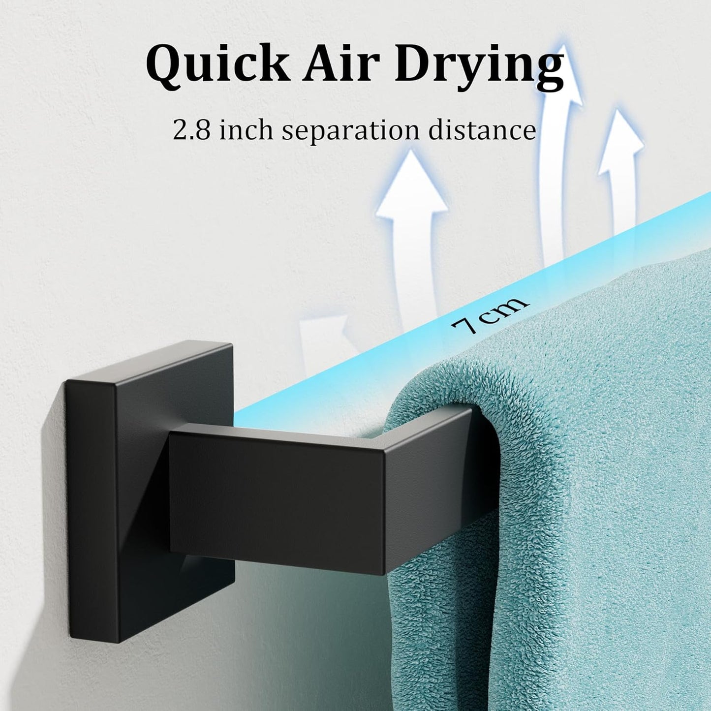 Alise Black Towel Bars,31.5 Inch Towel Holder Towel Racks for Bathroom and Lavatory,SUS304 Stainless Steel Hand Towel Hanger Rail Wall Mount,Useable Length 29.72 Inch Towel Bar, GYT080-B