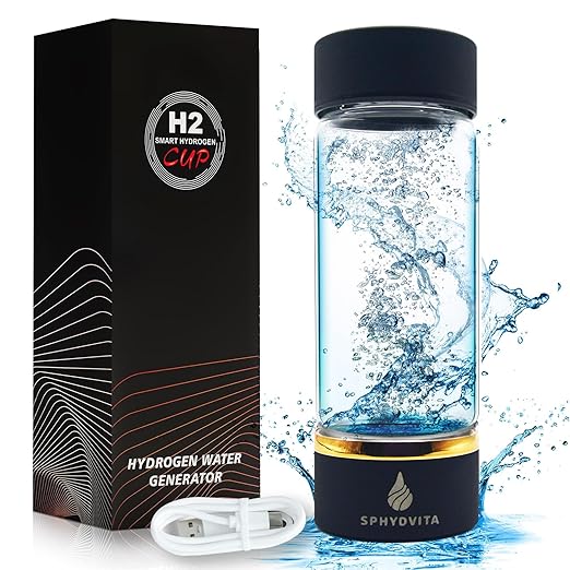 Hydrogen Water Bottle, 3Min Rapid High Content Alkaline Hydrogen Water, USB-C Rechargeable Hydrogen Water Machine, Portable 14OZ, SPE PEM Tech, Travel, Home, Office, Gift for Family & Friends (Black)