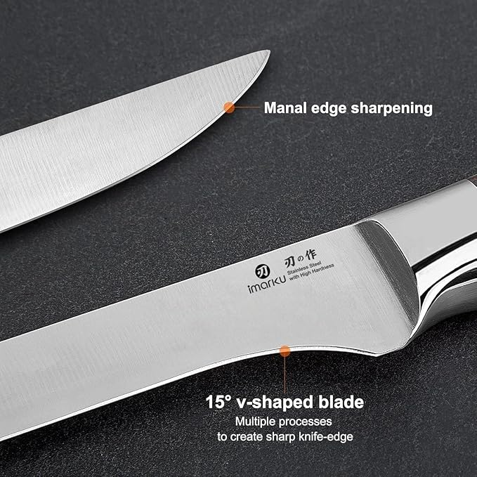 imarku Fillet Knife, German High Carbon Boning Knife, 6-Inch Stainless Steel Professional Grade Boning Fillet Knife for Fish, Pakkawood Handle for Meat and Poultry, Gifts for Men and Women