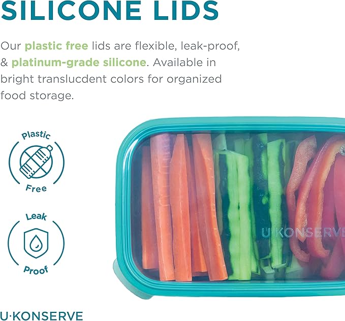 U Konserve Stainless Steel Rectangle Food Storage Bento Box Container, Leak Proof Silicone Lid Dishwasher Safe - Plastic Free, (45oz Island Teal)