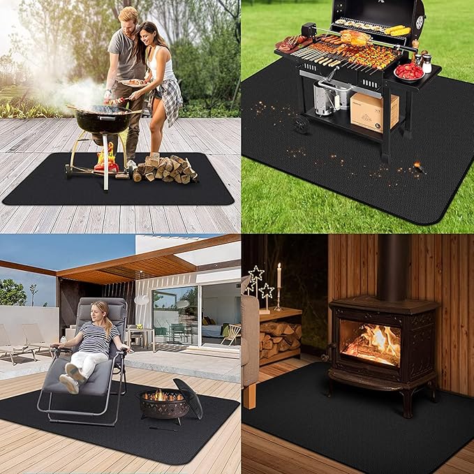 UBeesize Thickened 48x36 inches Under Grill Mat for Outdoor Grill,Double-Sided Fireproof Grill Pad for Fire Pit,Indoor Fireplace Mat Fire Pit Mat,Oil-Proof Waterproof BBQ Protector for Deck and Patio