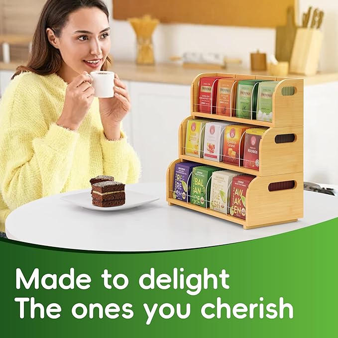 Bamboo Tea Organizer – Stackable Collection (3Tier)