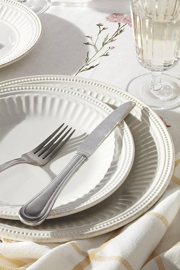 Lenox French Perle Groove 12-Piece Plate & Bowl Set, 23.05 LB, White
