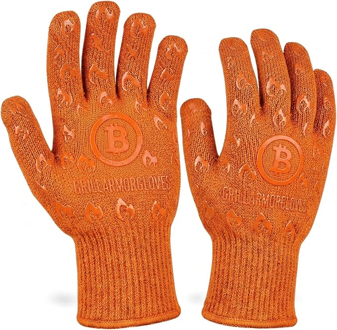 Grill Armor Oven Gloves with Fingers – 932°F Heat, Fire & Cut Resistant Mitts for BBQ, Grill, Cooking, Grilling, Baking, Smoker & Fire Pit