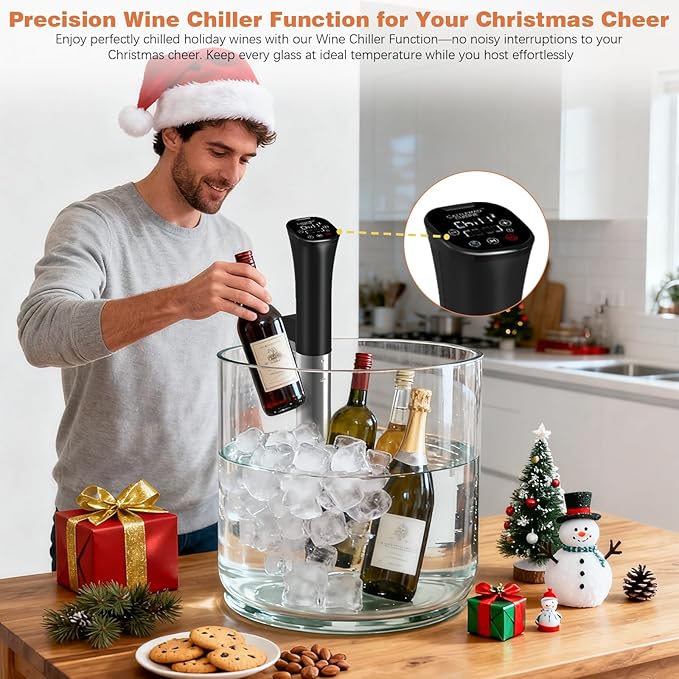 CATTLEMAN Sous Vide Cooker, Wine Chiller, 1000W, Sous Vide Machine for Kitchen, Immersion Circulator, Sous Vide Kit with Vacuum Bags, Vacuum Pump, Accurate Temperature Timer, Fast Heating