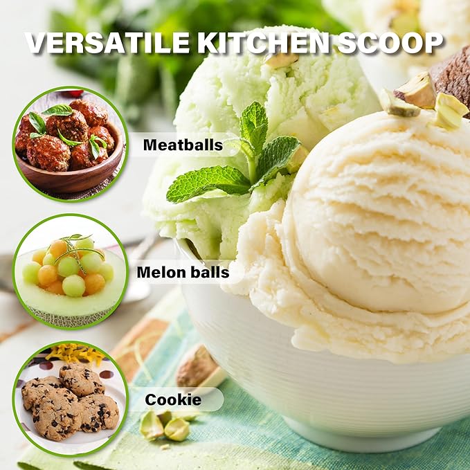Large Cookie Scoop 4 Tbsp, Professional Stainless Steel Ice Cream Scoop 60mm, Cupcake Scoop Muffin Scoop for Baking, Good Soft Grips, Quick Trigger Release, 60ml (4 Tablespoon)