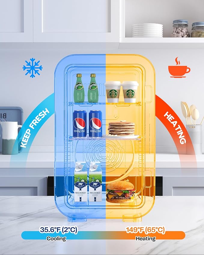BEICHEN Mini Fridge,6 Liter / 8 Can Small Fridge for Bedroom, Car, Office & Dorm, 110V AC/DC Portable Thermoelectric Cooler & Warmer for Skincare, Food, Drinks,Black