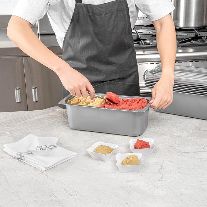 Restaurantware-RW Base 5 Quarts Ice Cream Containers, 25 Rectangle Disposable Containers - Durable, With Clear Lid, Black Plastic Box, For Ice Creams, For Cafes