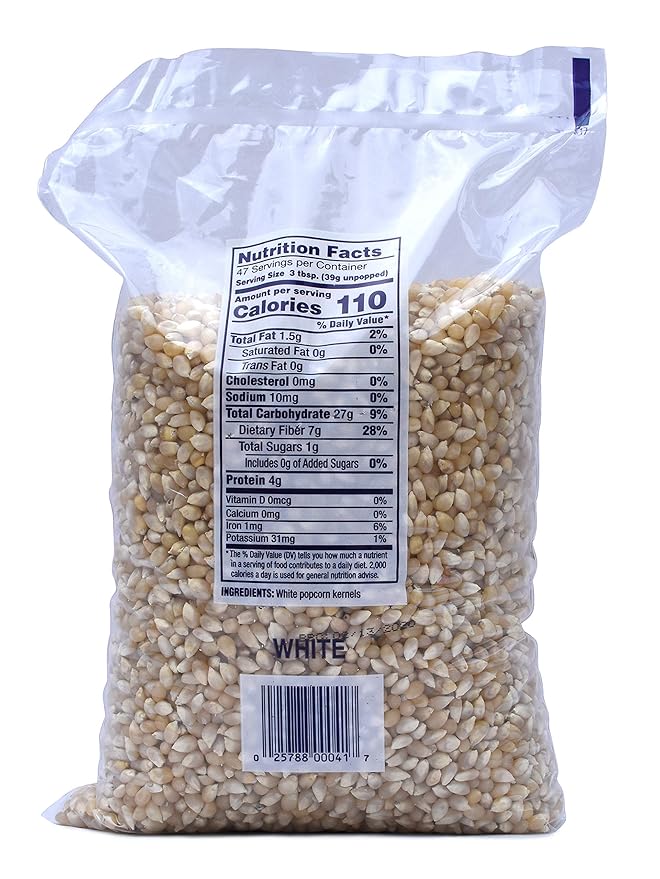 Snappy White Popcorn Kernels for Popping with Popcorn Machine, Air Popper or Stove Top, 4 lb Bags, 6 Pack