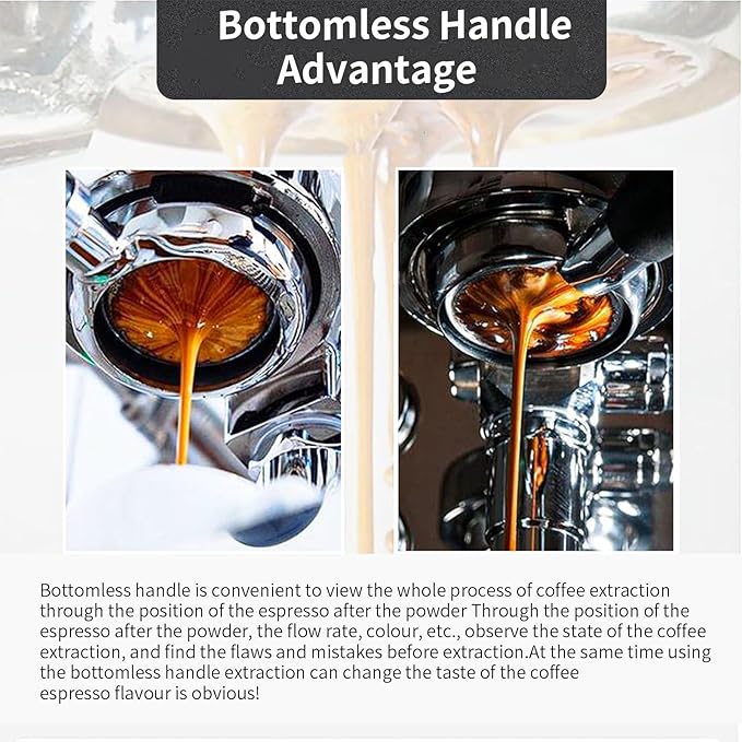 51mm Bottomless Portafilter Compatible for Delonghi ECP3420/ECP3120/EC155/BCO430/EC260, 2 Ears, with Stainless Steel Double Shot Capacity Cup Filter Basket