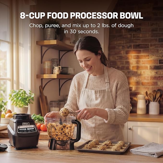 Ninja Kitchen System | 8-Cup Food Processor Bowl & 72 oz. Blender All-in-One | With (2) 16 oz. To-Go Cups | For Smoothies, Ice Crushing, Dough & More | 1500 Watt | Black | BL770