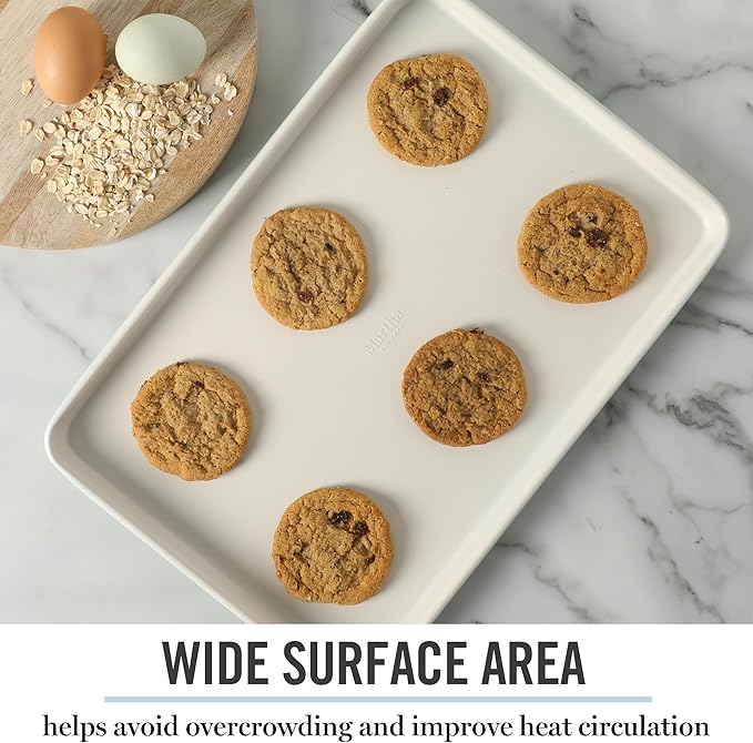 Martha Stewart Gallen 15 x 10 Inch Nonstick Carbon Steel Cookie Sheet – Teal, Durable Bakeware for Even Baking and Easy Cleanup