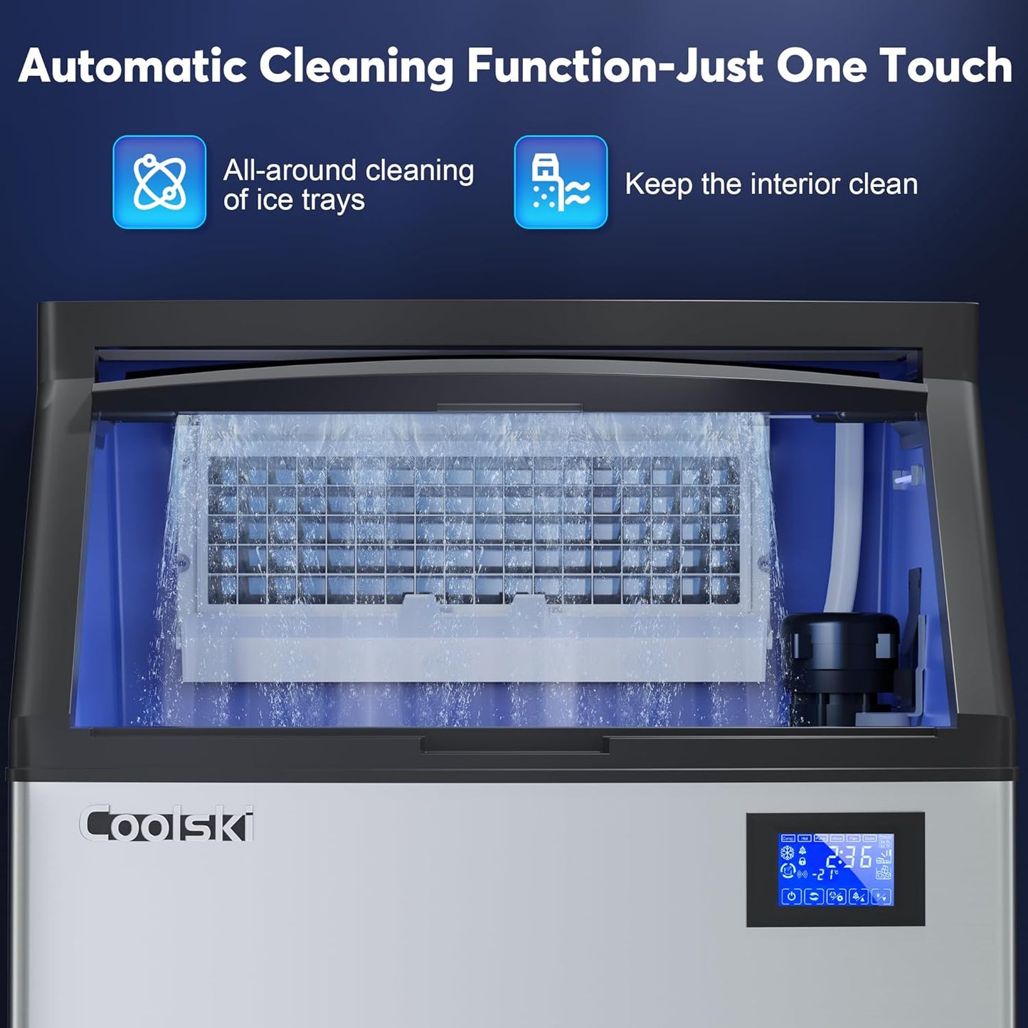 Commercial Ice Maker Machine 320LBS/24H, 26’’ Under Counter Ice Machine with SECOP Compressor/80LBS Storage Bin/Self Cleaning, Freestanding Ice Maker for Restaurants/Bars, ETL Approved