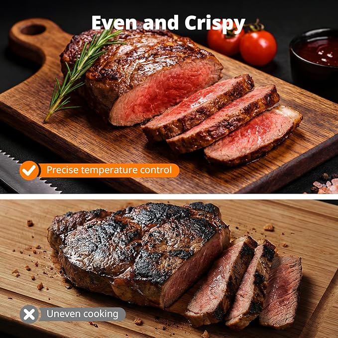 AIRMSEN 6.3 QT Glass Air Fryer Non-Toxic, 4 Presets & Manual Control, 105–400℉ Precise Heat, 95% Less Oil, Auto-Pause & Resume, Microwave & Dishwasher Safe Glass Container for Family Meals