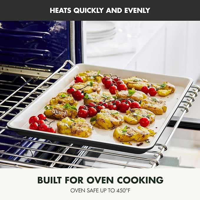 GreenPan Bakewell 13"x18" Baking Sheet Pan, Healthy Ceramic Nonstick Bakeware, PFAS-Free Durable Cookie Tray, Versatile Kitchen Essentials, Easy Clean Ovenware, Black