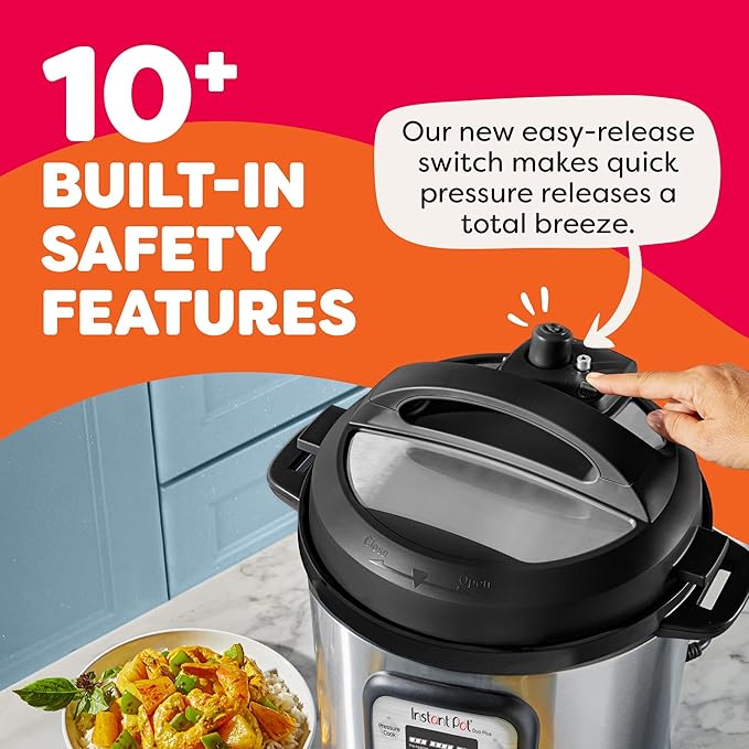 Instant Pot Duo Plus 9-in-1 Multicooker, Pressure Cooker, Slow Cook, Rice Maker, Steamer, Sauté, Yogurt, Warmer & Sterilizer, Includes App with Over 800 Recipes, Stainless Steel, 6 Quarts