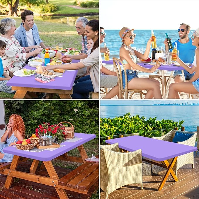 homing Rectangle Table Cloth Cover, Waterproof Polyester Elastic Fitted Tablecloth, Fits for 8 Foot Folding Tables, Washable Table Protector for Picnic, Camping, Outdoor (Lavender, 30" x 96")