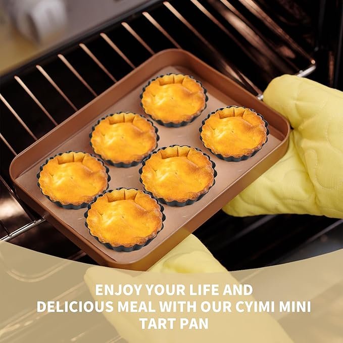 12 pcs Egg Tart Molds, 3" Mini Tart Pans Removable Bottom, Cupcake Cake Muffin Mold Tin Pan Baking Tool, Reusable Quiche Bakeware Carbon Steel for Pies, Quiche, Cheese Cakes, Desserts