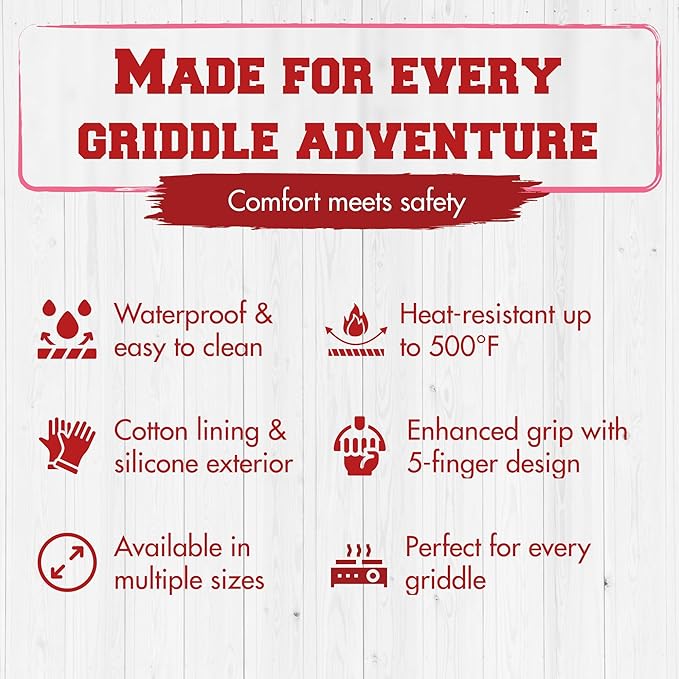 KITCHEN PERFECTION XL Silicone Oven & Griddle Gloves -Extreme Heat Resistant BBQ & Grilling Gloves -Handle Hot Food Right on Your Griddle |Waterproof Oven Mitts Grill Gloves |Superior Set+3 Bonuses