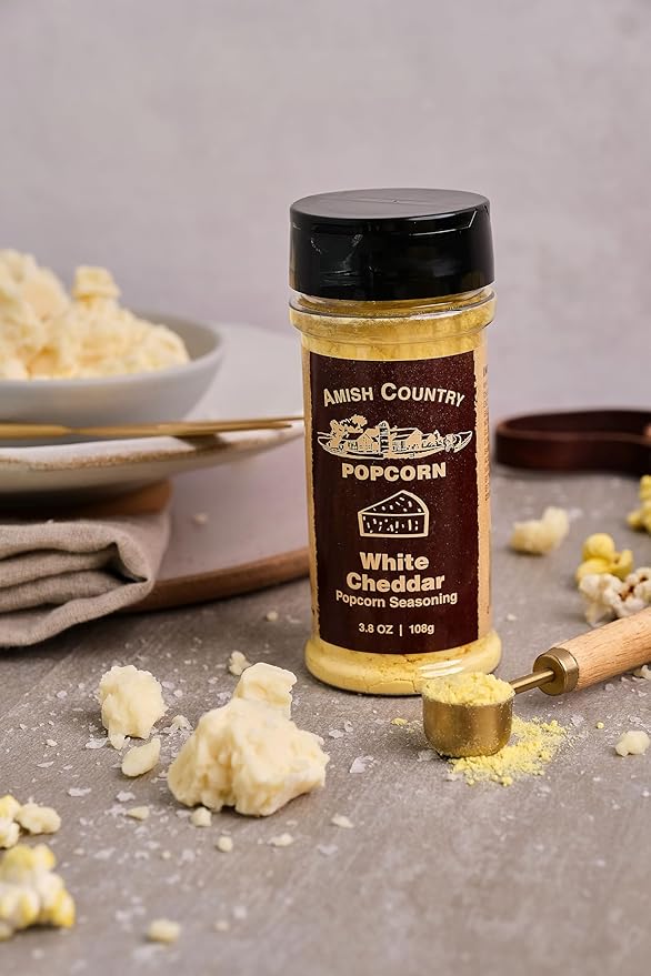 Amish Country Popcorn | White Cheddar Cheese - 3.8 oz Popcorn Seasoning | Old Fashioned, Non-GMO