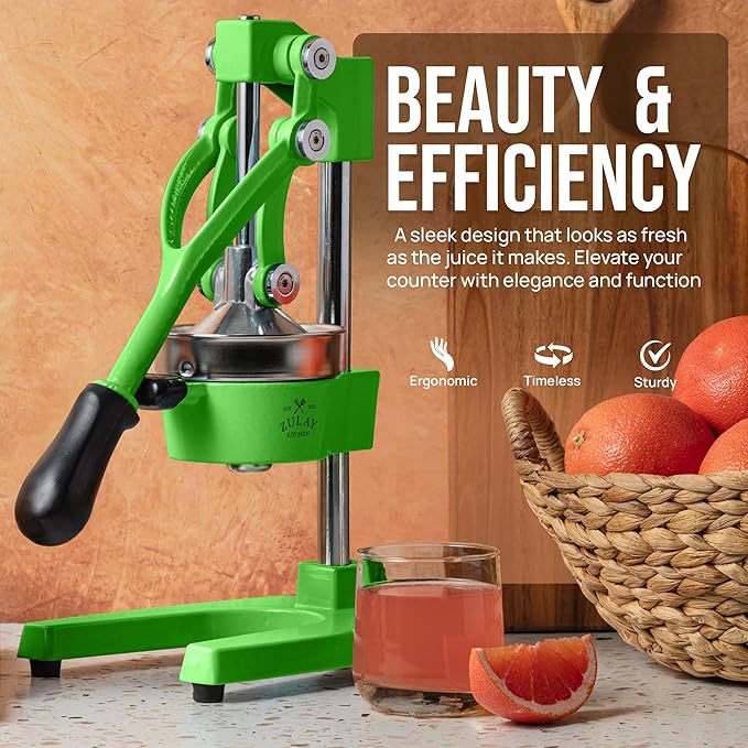 Zulay Kitchen Cast Iron Juicer - Heavy Duty Manual Juicer with Detachable Strainers for Easy Cleaning, Orange Juice Press for Citrus Fruits, Perfect for Bartenders, Juice Lovers & Health Enthusiasts